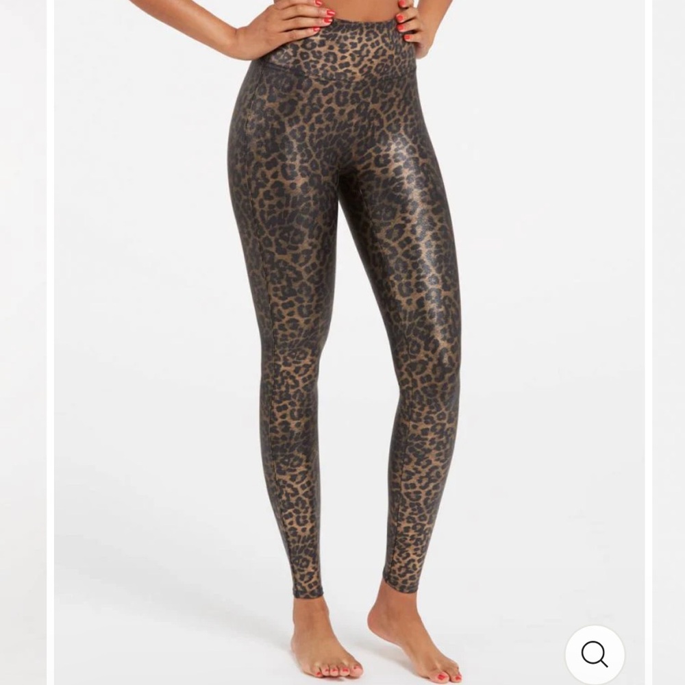 Spanx Faux Leather Leopard Leggings in Leopard Shine Size Small